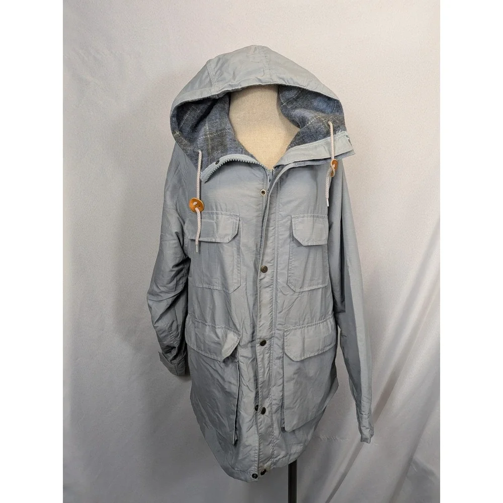 Vintage Mountain Trails Parka Large Blue Gorpcore Wool Lined‎ Field Jacket 80s
